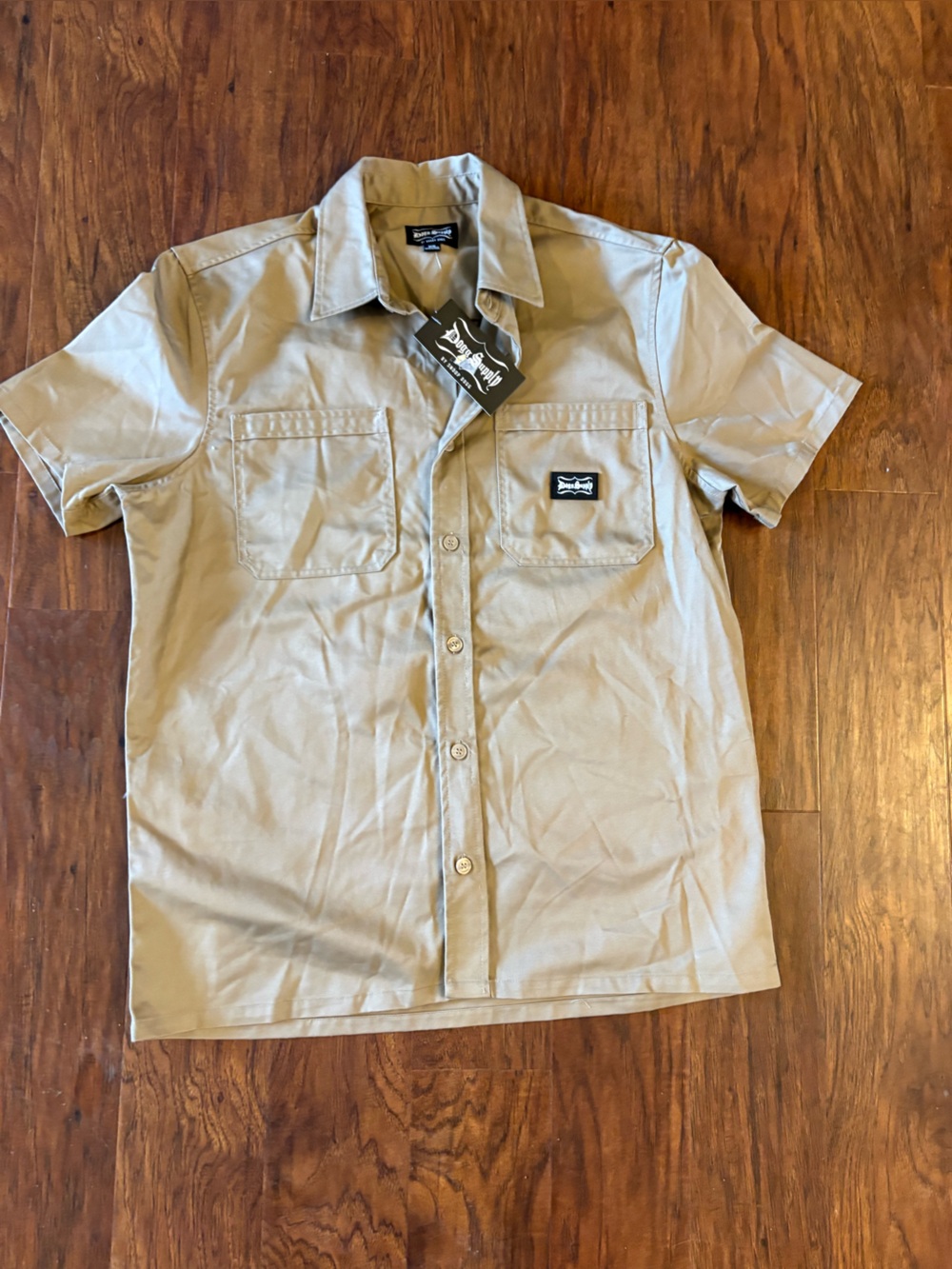 NWT Dogg Supply Work Shirt Khaki Button Up Size Medium